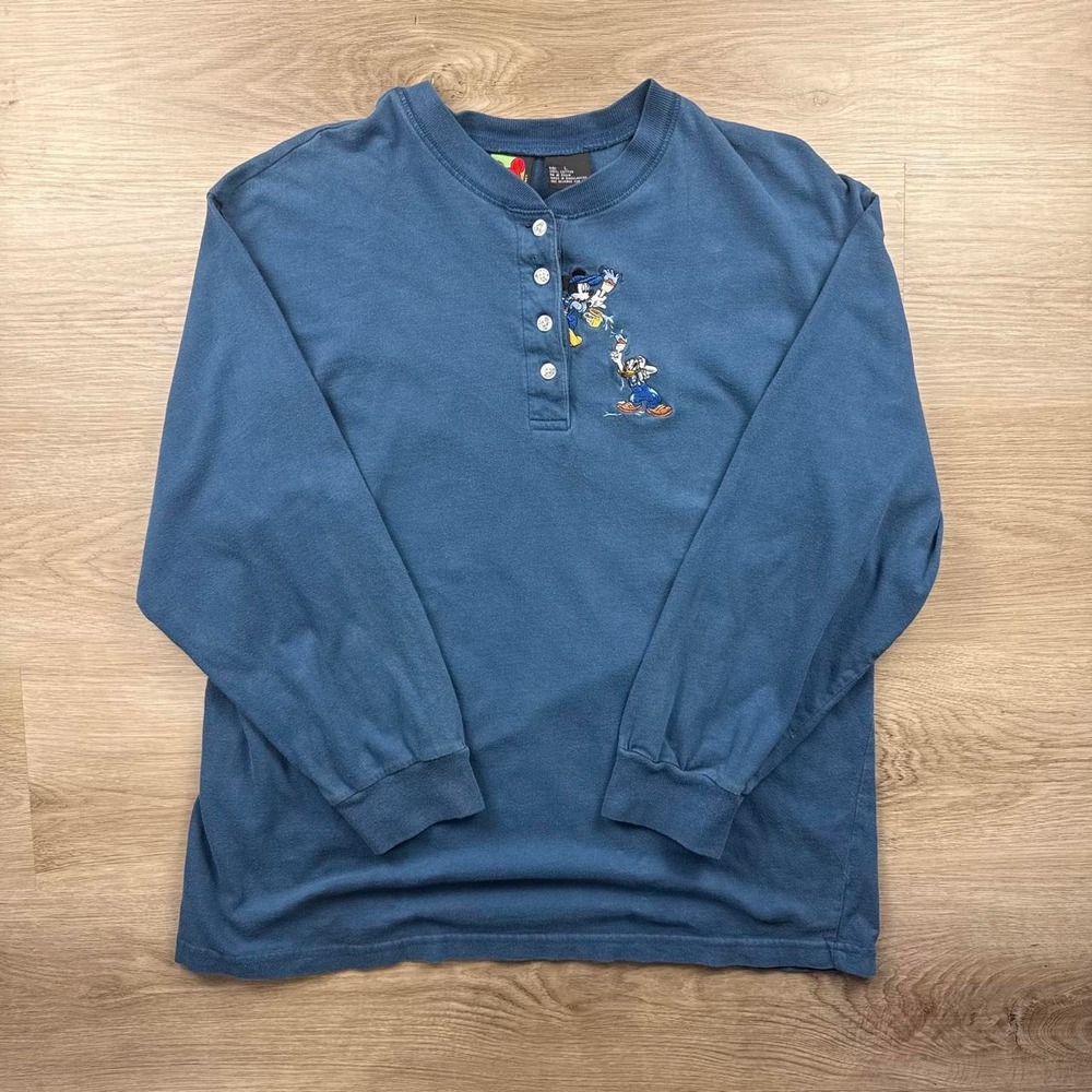 Vintage 90s Mickey Unlimited Donald Duck Henley Shirt L